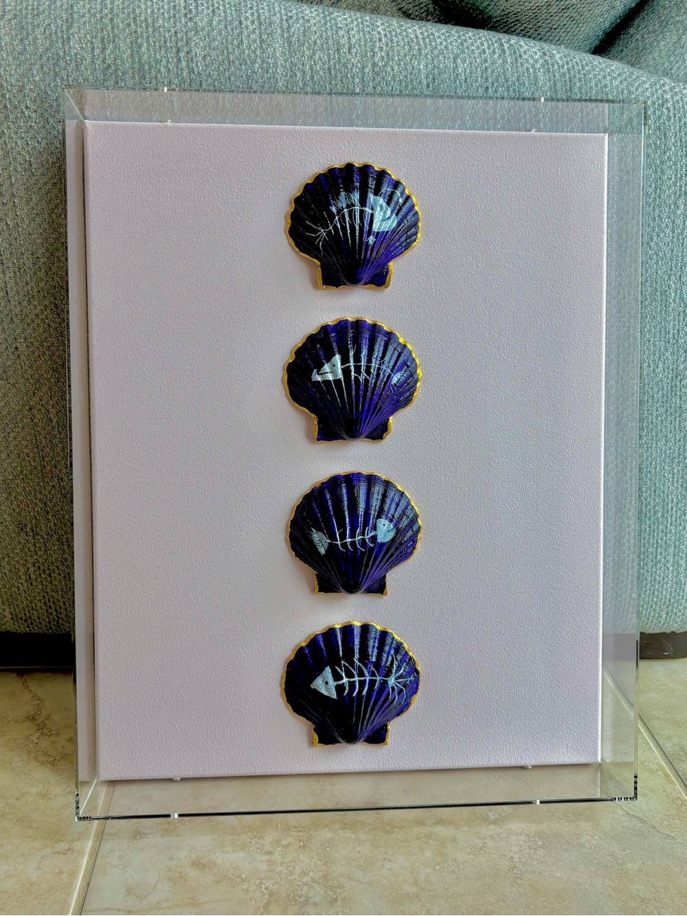 She Shells Art - Hand-Painted Seashell Art on Canvas - Blush Bonefish Bay